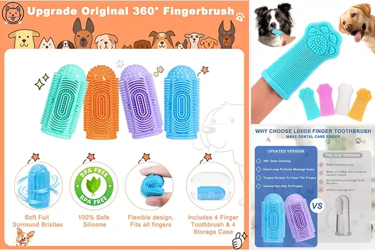 Detailed view of Best Four Pack Dog Finger Toothbrushes