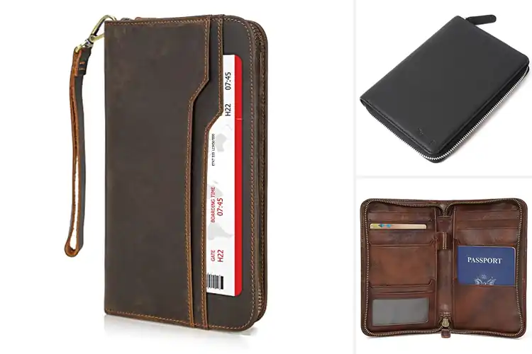 Detailed view of Best Leather Travel Document Organizer